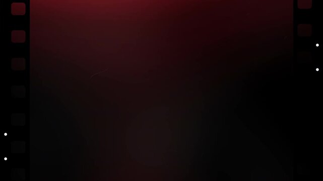 Abstract red and orange light leak background with vintage film strip borders and analog film grain for retro cinematic video overlays and artistic transitions