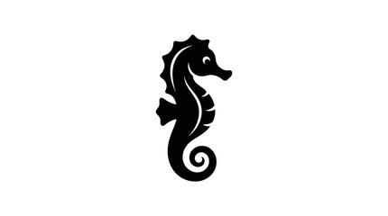 Black silhouette of a seahorse. © jagoan