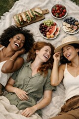 Obraz premium Joyful picnic with friends