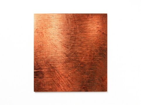 Brushed copper plate texture isolated on white background metallic bronze sheet