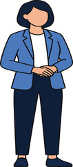 Obraz premium Faceless businesswoman standing in professional suit. Flat vector illustration of female corporate executive or manager.