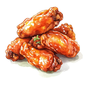 Buffalo Wings, watercolor vector illustration, high-resolution professional artwork isolated on a pure white background