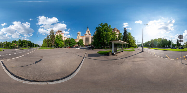 Moscow State University Main Building from Akademika Khokhlova Street 360 Panorama