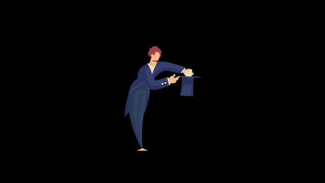 Magician Pulling Rabbit from Hat Flat Animation Icon