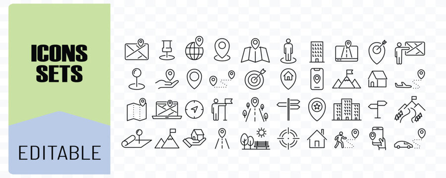 Collection of business strategy and target line icons with business strategy management marketing planning development performance investment analysis