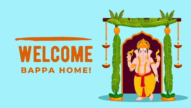 Welcome bappa home illustration lord ganesha for indian festival
