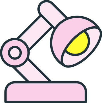 Desk Lamp Icon Isolated on Transparent Background Cute Flat Vector Illustration