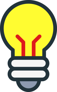Cute Light Bulb Icon Isolated on Transparent Background Flat Vector Illustration