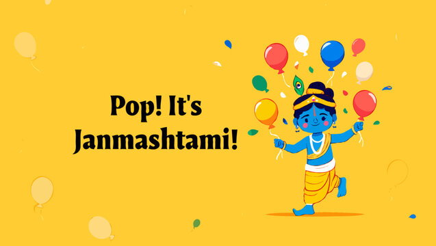 Celebrate the joyous festival janmashtami with krishna and balloons