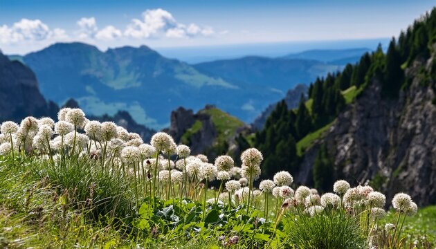 Flowers Of Thalictrum Aquilegiifolium In The Alps
