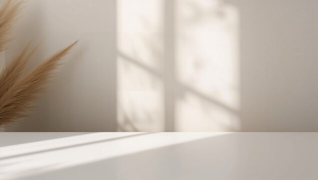 Minimalist room with soft natural light, neutral tones, and simple decor for modern interior design