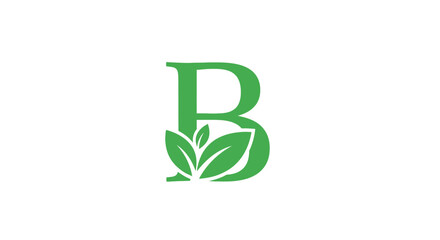 Green letter B with natural leaves logo icon. © Nmm