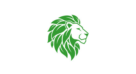 Green lion head with leaf mane logo © Nmm