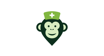 Green monkey head wearing a medical nursing cap. © Nmm