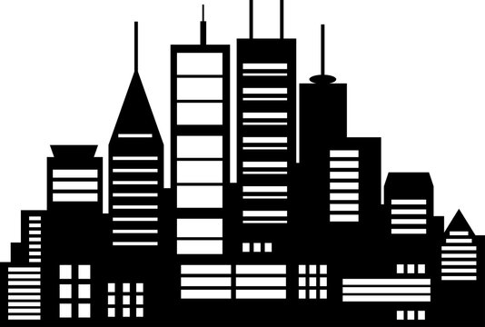Modern city skyline creating an urban silhouette