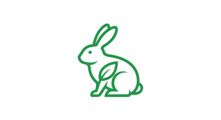 Fototapeta premium Green organic rabbit leaf logo icon design.