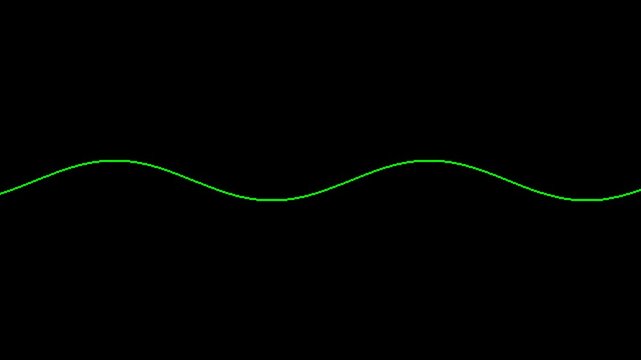 A simple green sine wave oscillating against a stark black background, representing sound or data.