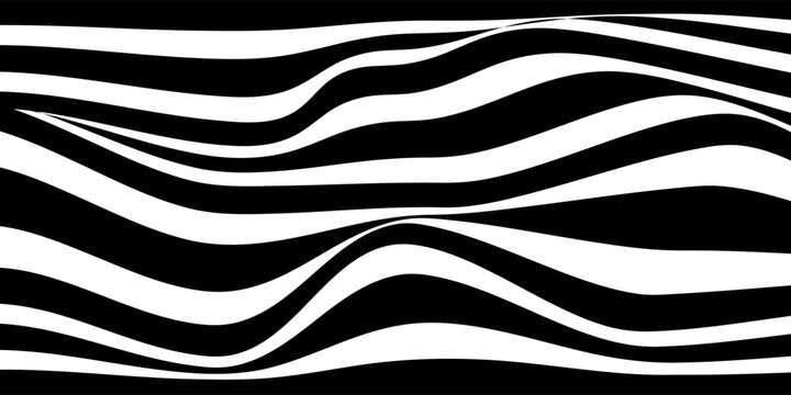 Groovy wave stripes big set. Black and white. Hand drawn groovy, hippie backgrounds. Distorted jagged stripes, warped stripes, liquid wavy lines, scribbles of waves. Striped rectangular patterns colle