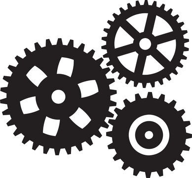 Interlocking gears representing teamwork, process, and industry