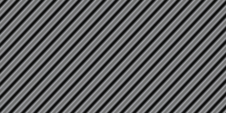 Vector black vertical striped metal fence texture. Realistic plastic house siding seamless pattern. 3d iron grooved wall background. Wavy aluminium urban sheet. Roofing metal sheet. Floor line plate