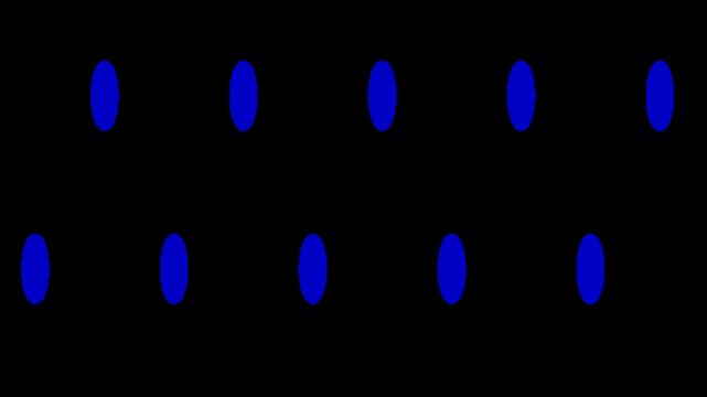 Abstract background of glowing blue oval shapes arranged in two rows on a black background.
