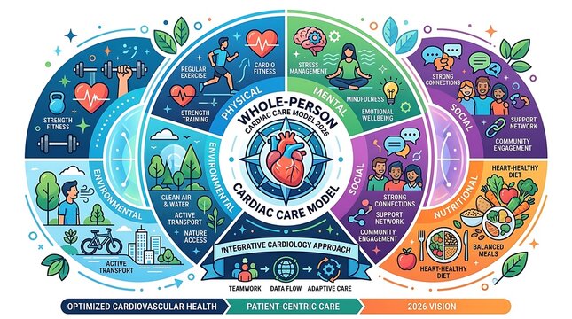 Holistic cardiac care model infographic for whole person health