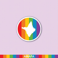 Fototapeta premium Bold pride rainbow sticker with Amapá state silhouette. Great for LGBTQ+ themed designs, stationery, prints and digital art.