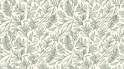 Fototapeta premium An illustration showcases a hand drawn leaf pattern on a seamless background.