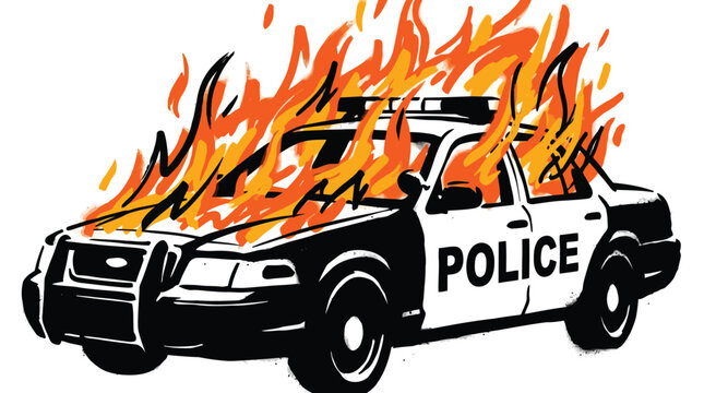 Police car on fire