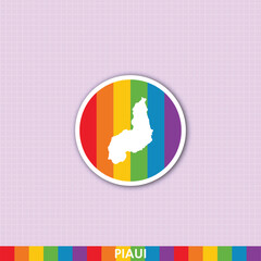 Fototapeta premium Vibrant pride rainbow sticker with Piauí state silhouette. Perfect for LGBTQ+ art, social media, creative prints and digital projects.