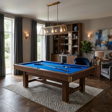 Leisure room with pool table and bar area interior design