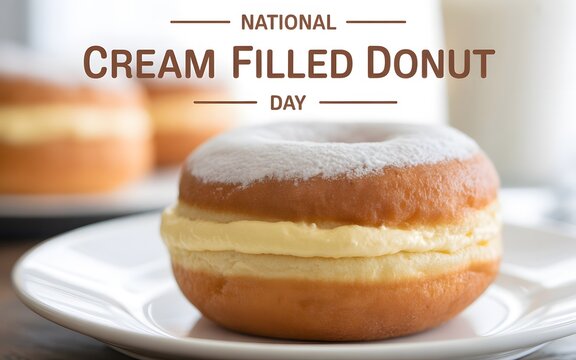 National Cream Filled Donut Day Celebration with Sweet Pastry dessert
