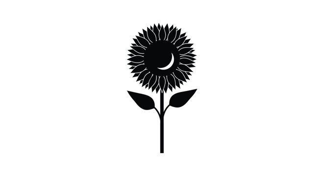 Black sunflower with crescent moon inside