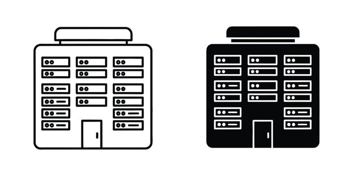 Data center building set representing server farm facility for enterprise cloud computing and web hosting