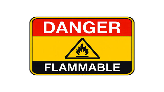 Danger flammable warning sign for fire safety and hazardous materials