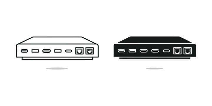 Usb hub docking station set with multiple ports and ethernet connection for computer peripheral connectivity tool