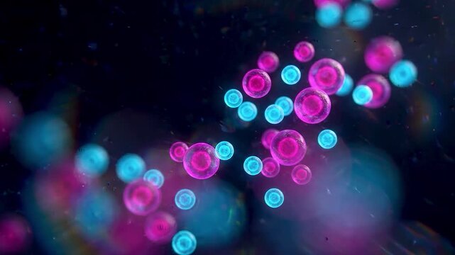 4K Abstract Quantum Dots Nanotechnology Background with Translucent Saturated Crystals