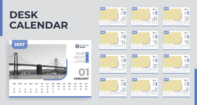 2027 Desk Calendar Templates with Images