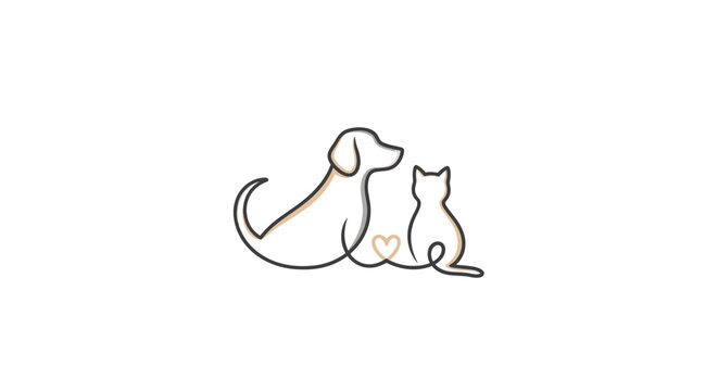 A dog and a cat sitting together.