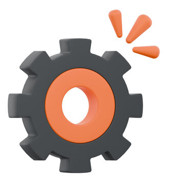 3D rendered gear icon for industrial engineering and technology concepts.