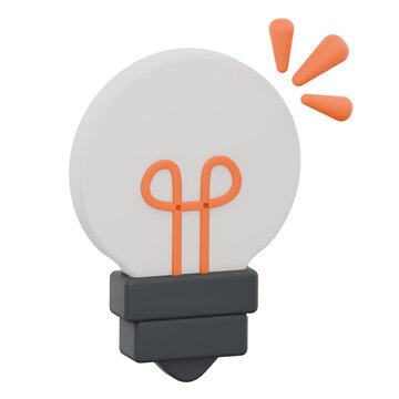 3D rendered light bulb icon representing creative ideas and innovation.