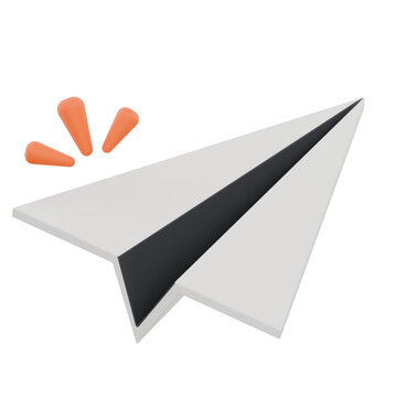 Minimalist 3D Paper Airplane Icon for Digital Communication and Messaging Concepts.