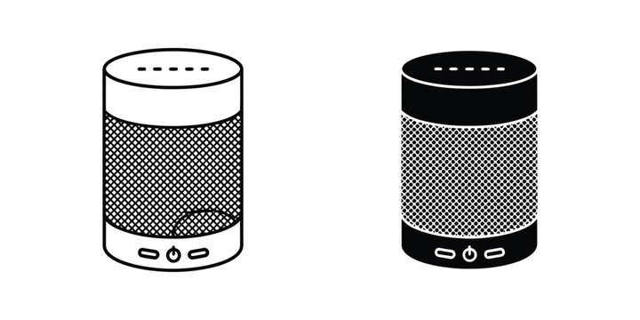 Smart wireless speaker set featuring outline and solid black for audio and technology concepts device