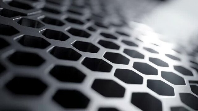 4K Abstract Titanium Carbon Honeycomb Lattice with Soft Specular Glints