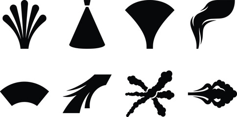 Fototapeta premium Industrial Special Effects and Spray Emission Silhouette Icon Set for Technical Diagram Design