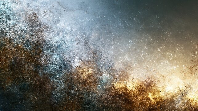 Abstract cosmic background featuring brilliant gold sparkles and deep blue textures created with a high resolution artistic digital paint style