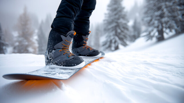 Active young snowboarder jumping from a ski jump at the ski resort. Active winter weekend. Having fun skiing ski resort clear winter day. Playing now and sun high in the mountains. Winter vacation