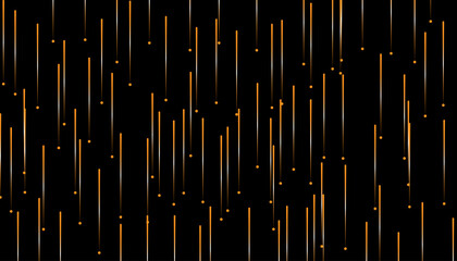Abstract orange digital rain background with glowing vertical lines and particles falling on black © ABHK