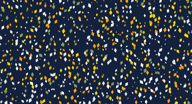 Glittering diamond confetti pattern on dark blue background for elegant event and luxury design themes.