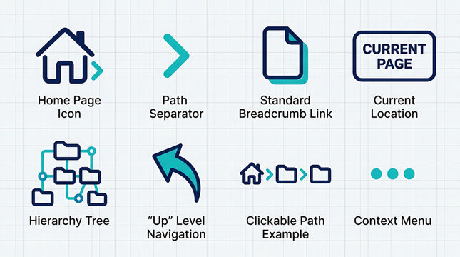 A screenshot of website navigation elements including icons and menus on a webpage.